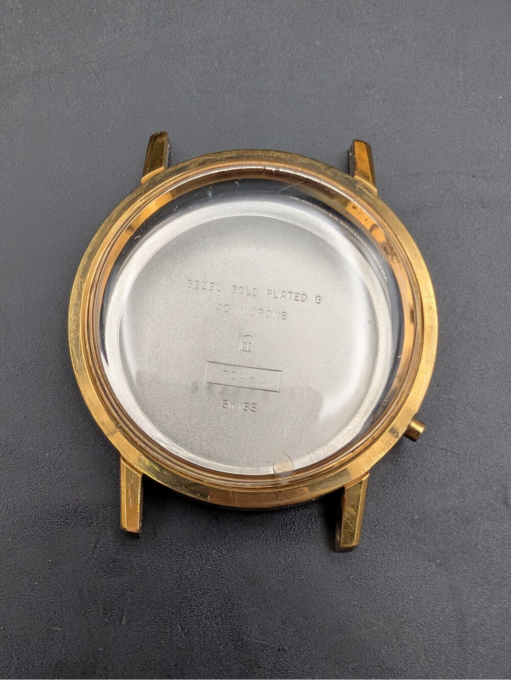 Vintage 1968 Bulova Watch Case Parts Gold Plated 40 Microns 704-1 Swiss 35mm